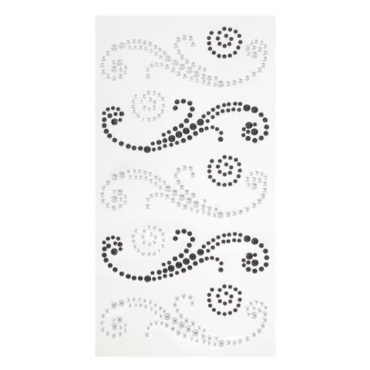 Black &#x26; Silver Rhinestone Flourish Stickers by Recollections&#x2122;